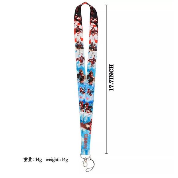 Popular Video Game Genshin Impact Amber Neck Lanyard Red & Blue One Size Unisex - Picture 2 of 4
